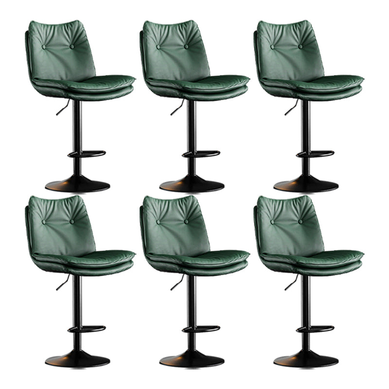 Scandinavian Metal Stool Faux Leather Upholstered Counter Stool in Matte Finish