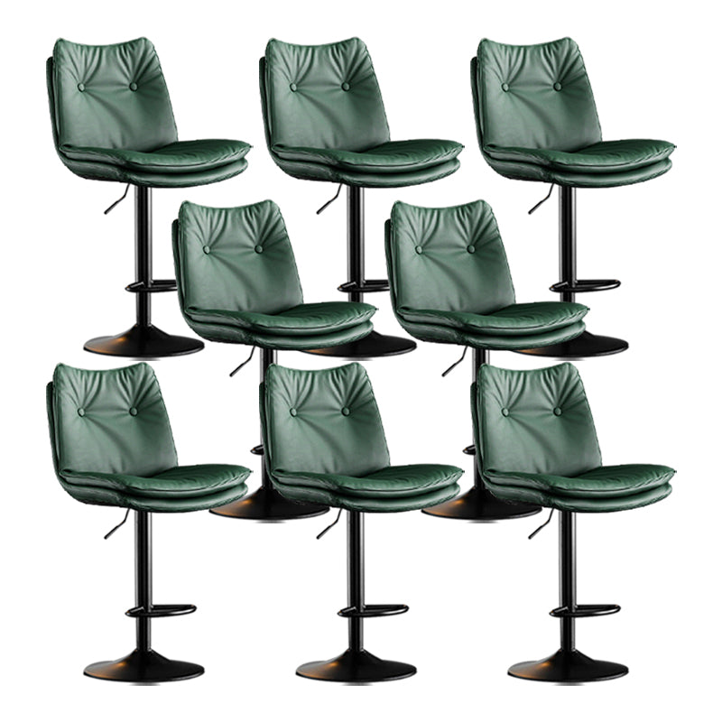 Scandinavian Metal Stool Faux Leather Upholstered Counter Stool in Matte Finish