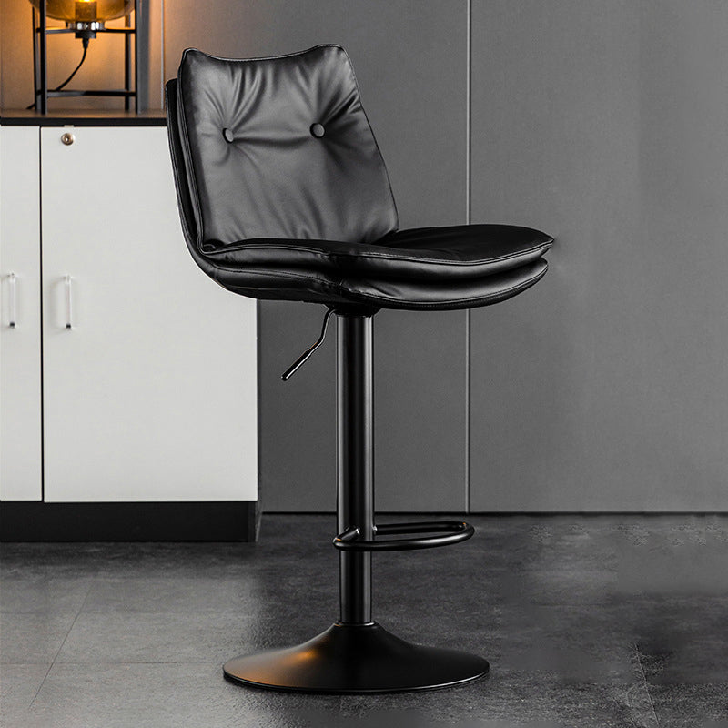 Scandinavian Metal Stool Faux Leather Upholstered Counter Stool in Matte Finish