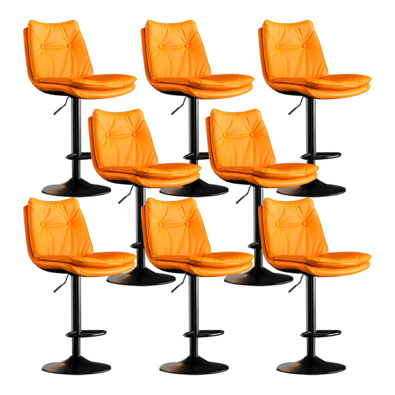 Scandinavian Metal Stool Faux Leather Upholstered Counter Stool in Matte Finish