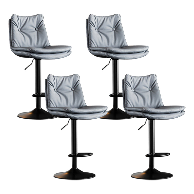 Scandinavian Metal Stool Faux Leather Upholstered Counter Stool in Matte Finish