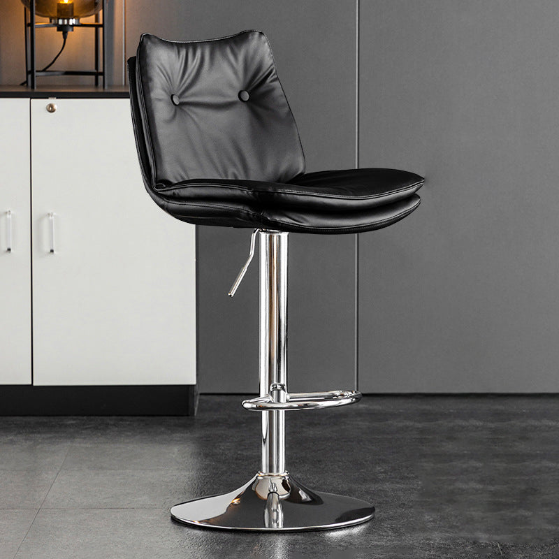 Scandinavian Metal Stool Faux Leather Upholstered Counter Stool in Matte Finish