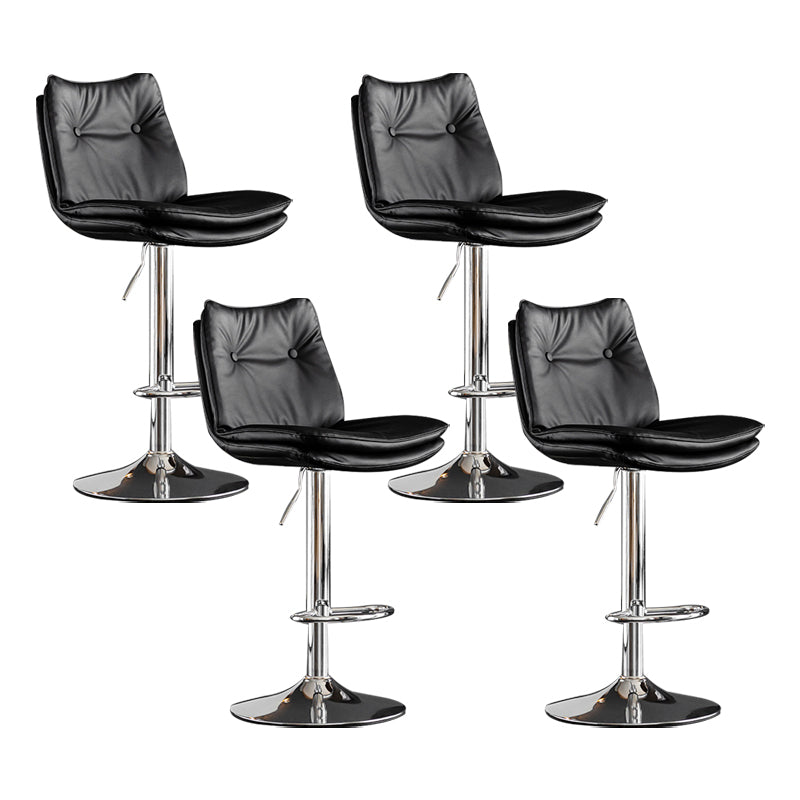 Scandinavian Metal Stool Faux Leather Upholstered Counter Stool in Matte Finish