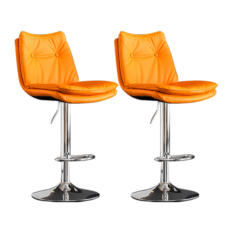 Scandinavian Metal Stool Faux Leather Upholstered Counter Stool in Matte Finish