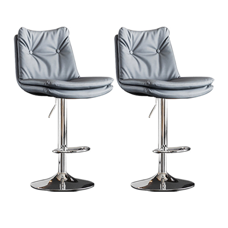 Scandinavian Metal Stool Faux Leather Upholstered Counter Stool in Matte Finish