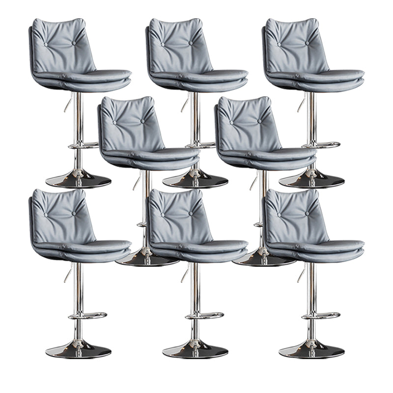 Scandinavian Metal Stool Faux Leather Upholstered Counter Stool in Matte Finish