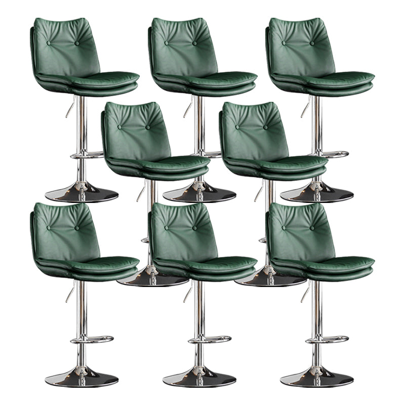 Scandinavian Metal Stool Faux Leather Upholstered Counter Stool in Matte Finish