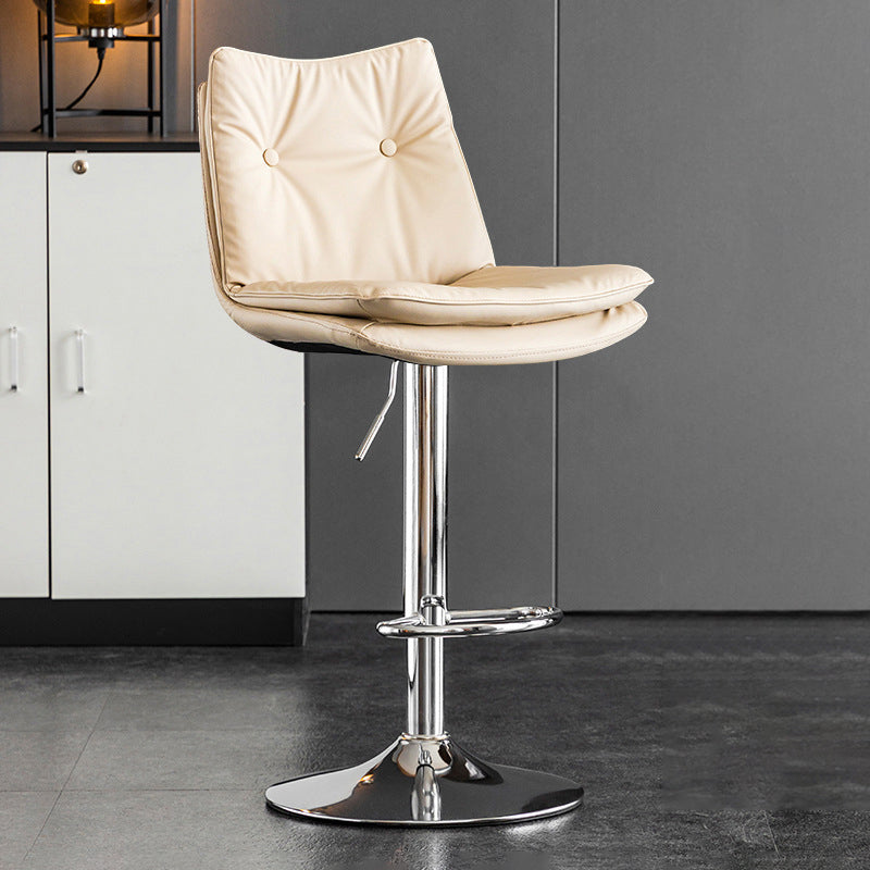 Scandinavian Metal Stool Faux Leather Upholstered Counter Stool in Matte Finish