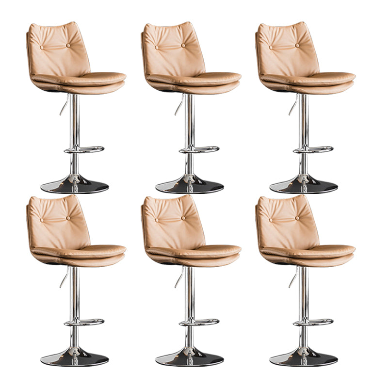 Scandinavian Metal Stool Faux Leather Upholstered Counter Stool in Matte Finish