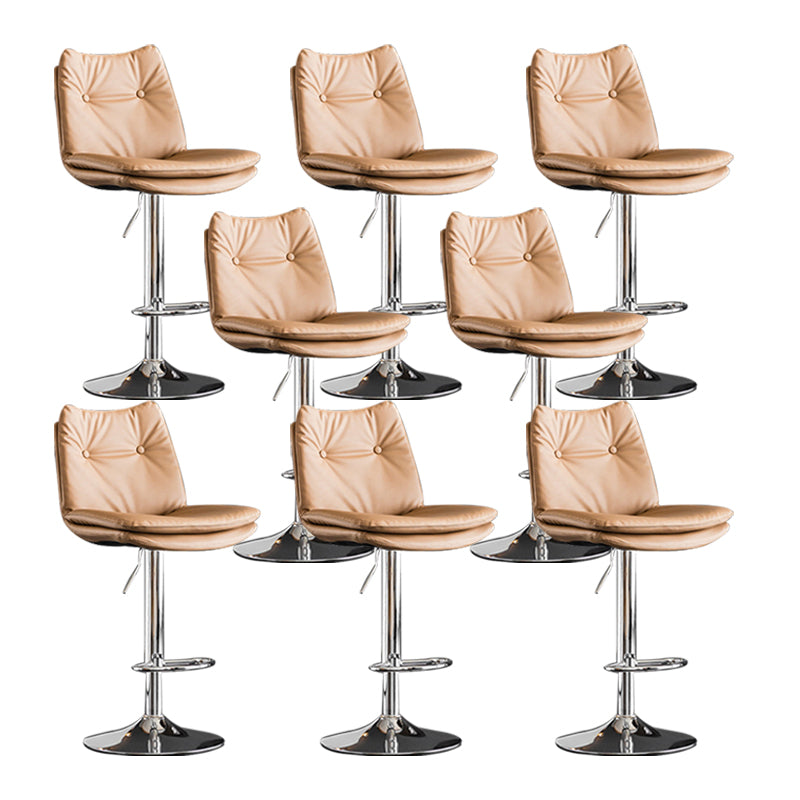 Scandinavian Metal Stool Faux Leather Upholstered Counter Stool in Matte Finish