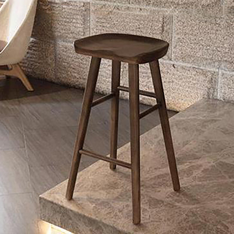 Contemporary Wood Stool Rectangle Seat Counter Stool in Matte Finish