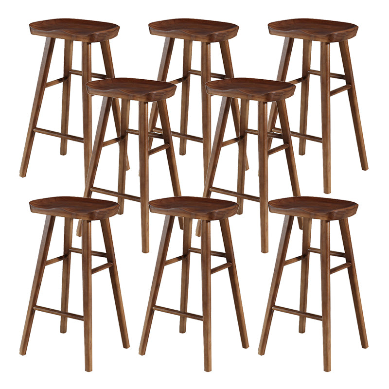 Contemporary Wood Stool Rectangle Seat Counter Stool in Matte Finish