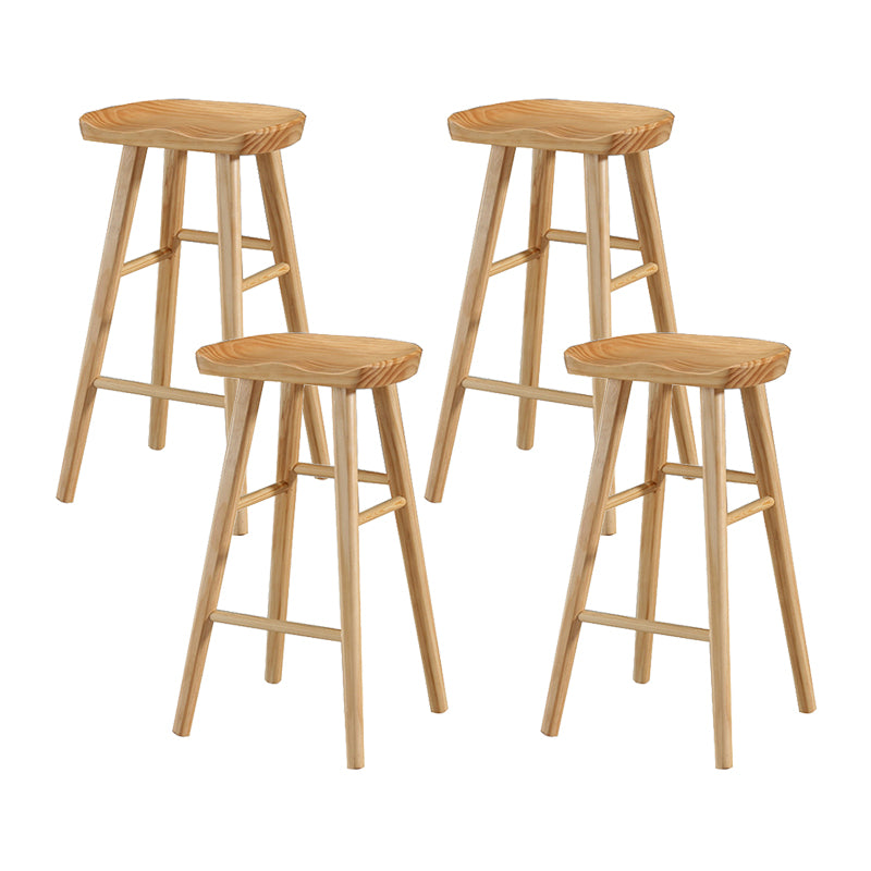 Contemporary Wood Stool Rectangle Seat Counter Stool in Matte Finish