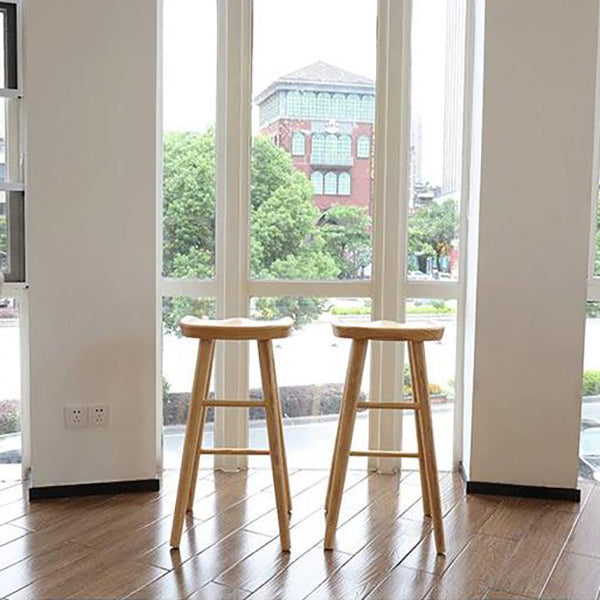 Contemporary Wood Stool Rectangle Seat Counter Stool in Matte Finish