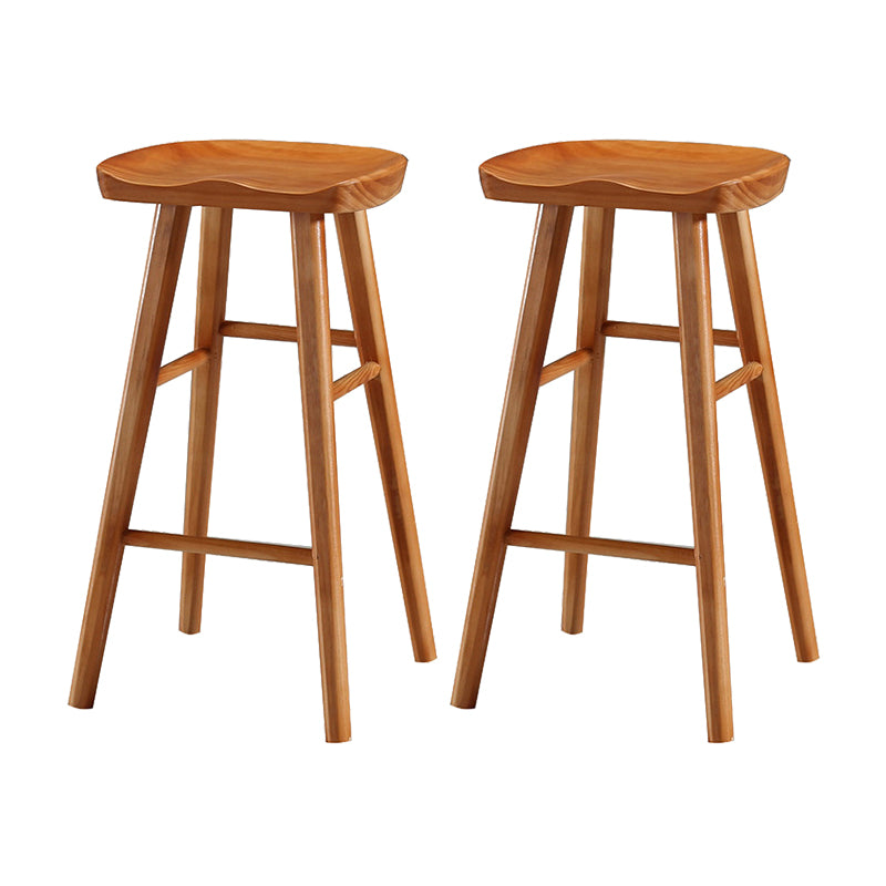 Contemporary Wood Stool Rectangle Seat Counter Stool in Matte Finish