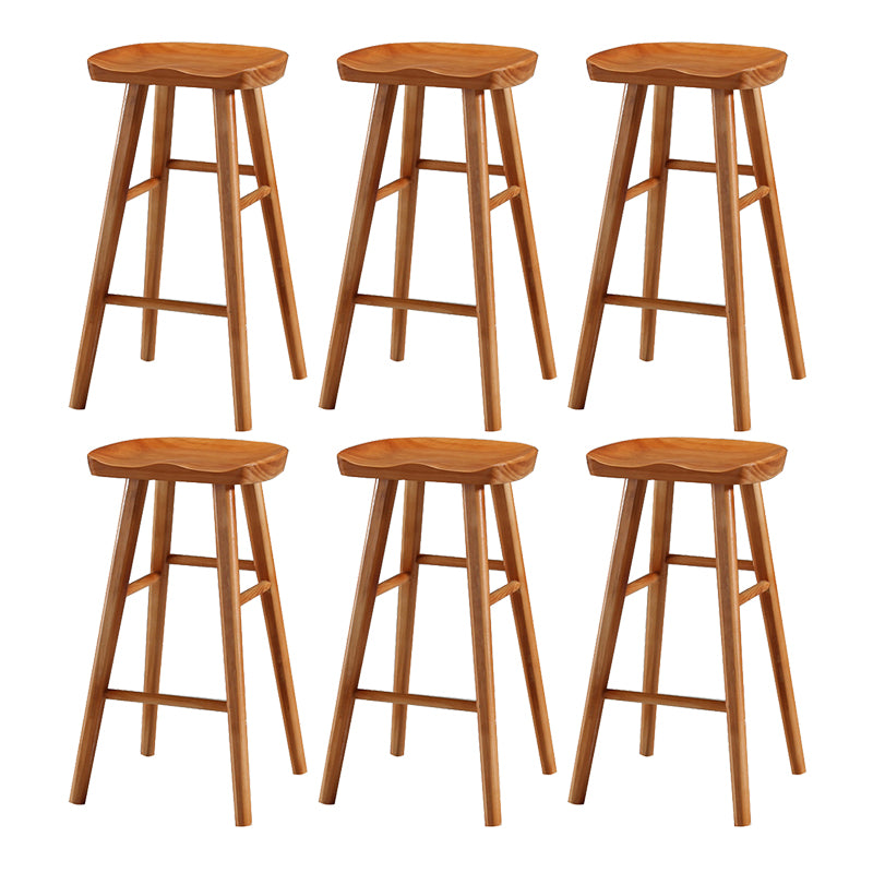 Contemporary Wood Stool Rectangle Seat Counter Stool in Matte Finish