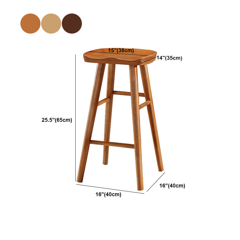 Contemporary Wood Stool Rectangle Seat Counter Stool in Matte Finish