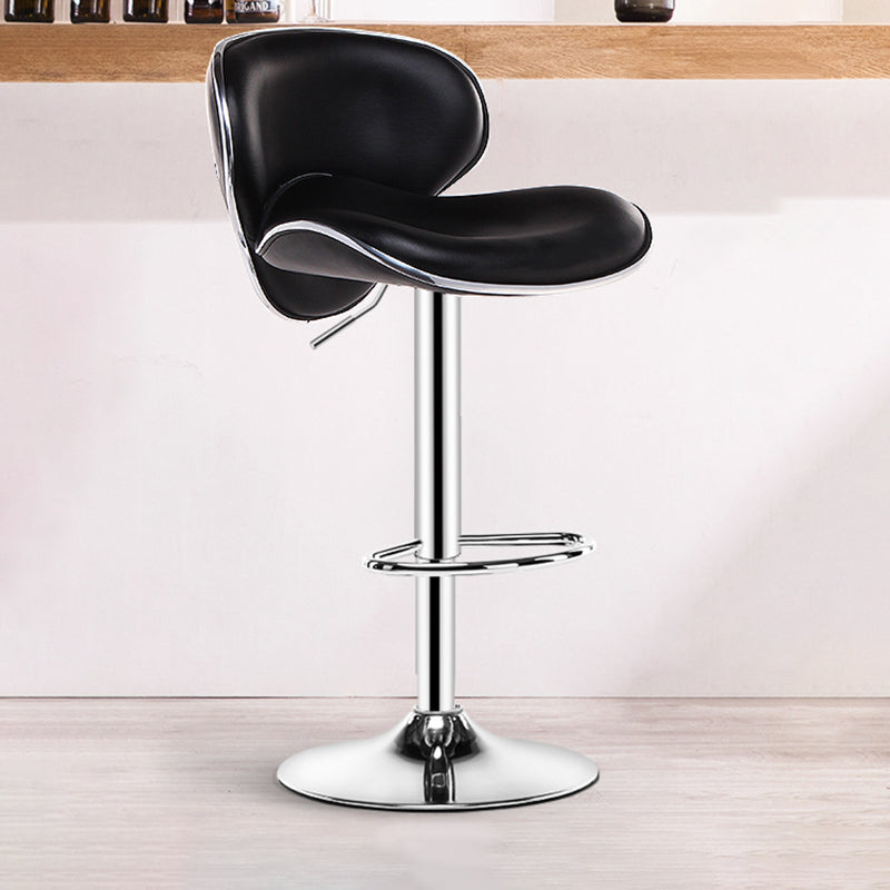 Contemporary Metal Stool Faux Leather Upholstered Counter Stool