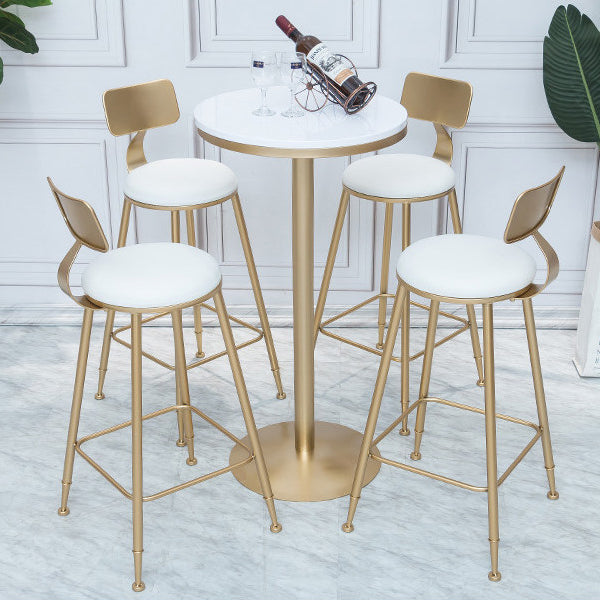 Bar Height Pub Table Glam Metal Pedestal Bar Table for Indoor