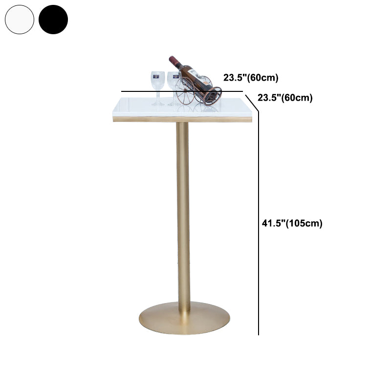 Bar Height Pub Table Glam Metal Pedestal Bar Table for Indoor