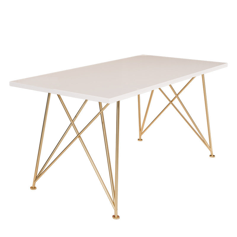 Rectangular Glam Writing Desk White Wooden Writing Desk with Metal Legs
