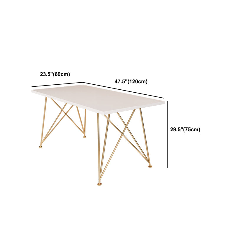 Rectangular Glam Writing Desk White Wooden Writing Desk with Metal Legs