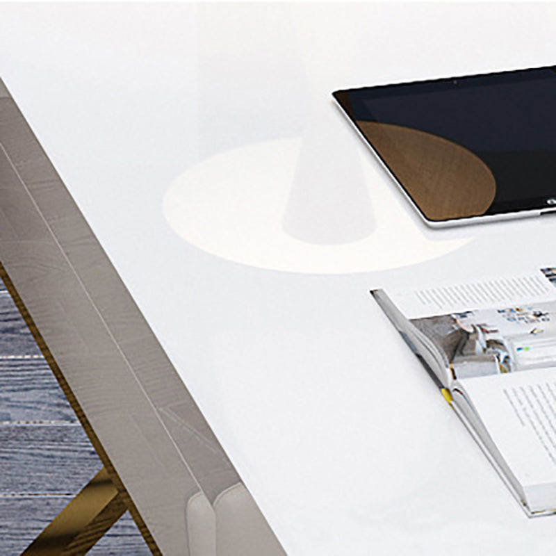 Artificial Wood Writing Desk Rectangular with Metal Legs Office Desk Glam