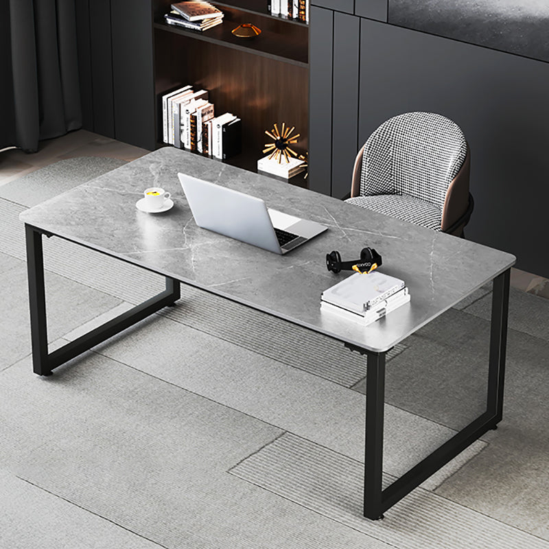 Contemporary Stone Writing Desk Sled Rectangular Office Desk for Home