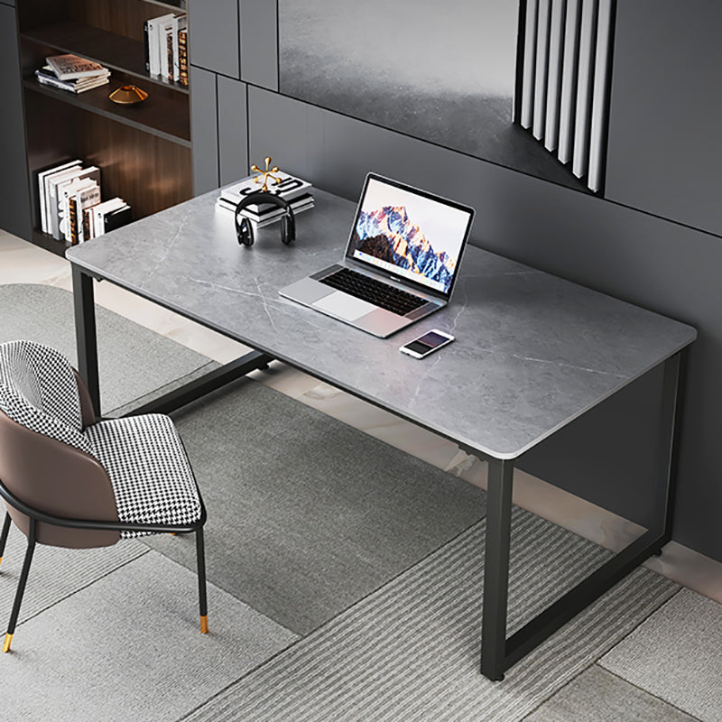 Contemporary Stone Writing Desk Sled Rectangular Office Desk for Home