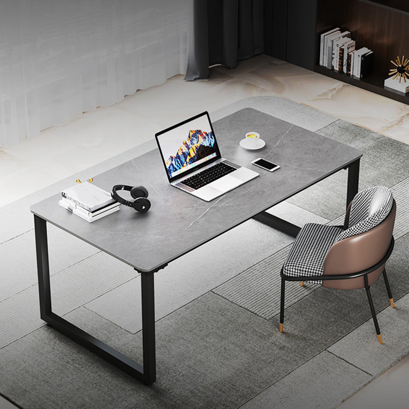 Contemporary Stone Writing Desk Sled Rectangular Office Desk for Home