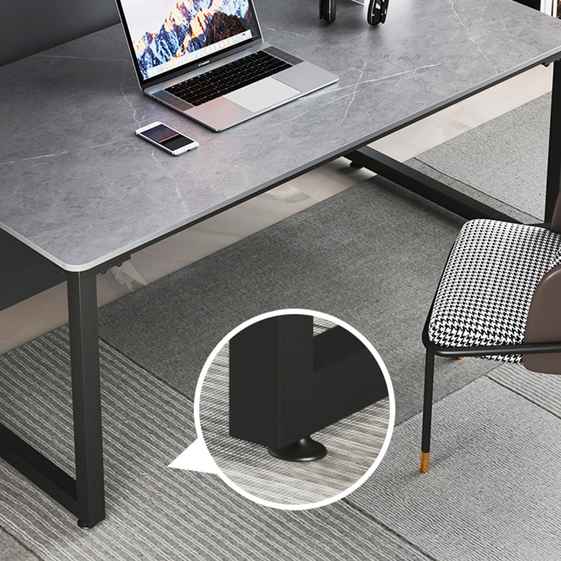 Contemporary Stone Writing Desk Sled Rectangular Office Desk for Home