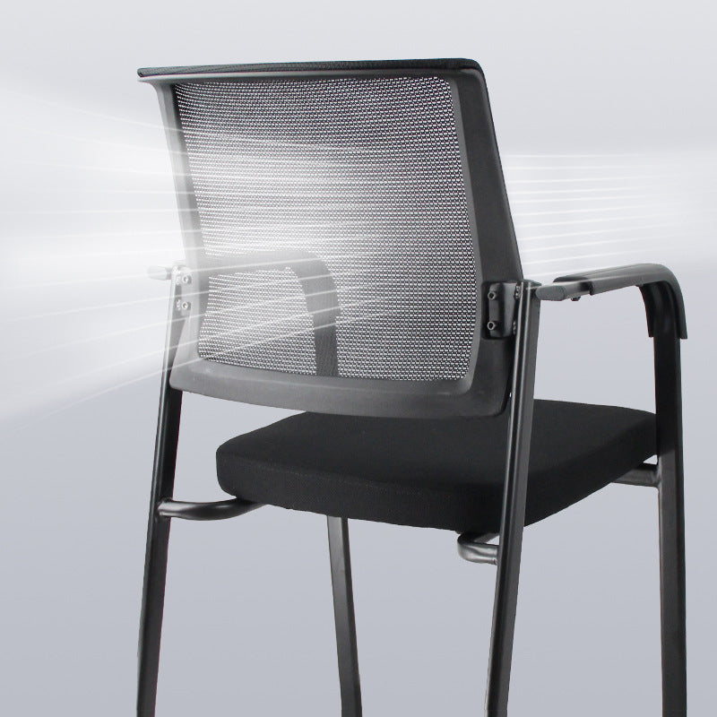 Contemporary No Wheels Chair Microfiber Conference Mid-Back Desk Chair