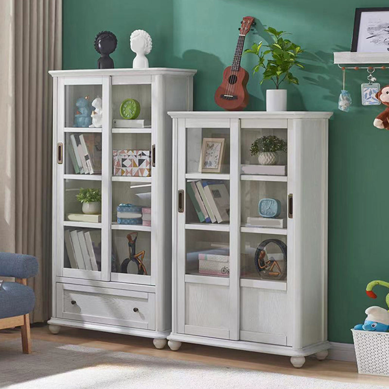 Glam Closed Back Standard Wood Shelf Bookcase for Living Room