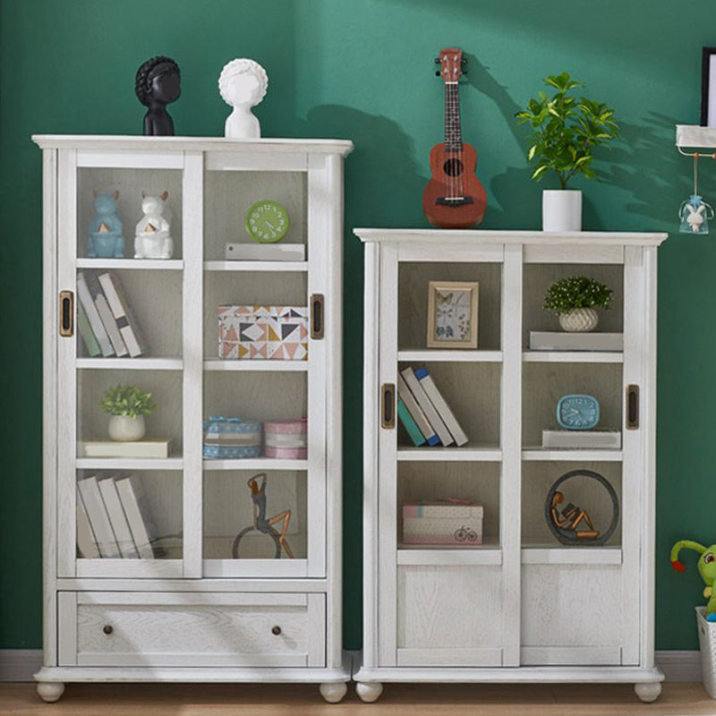 Glam Closed Back Standard Wood Shelf Bookcase for Living Room