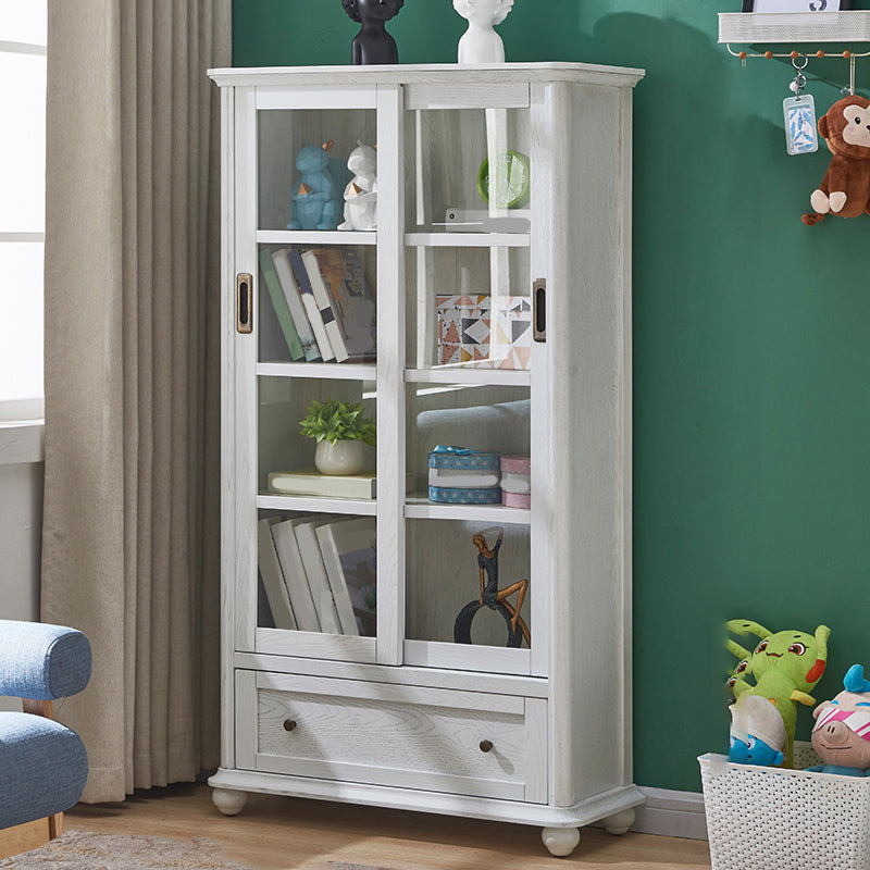 Glam Closed Back Standard Wood Shelf Bookcase for Living Room