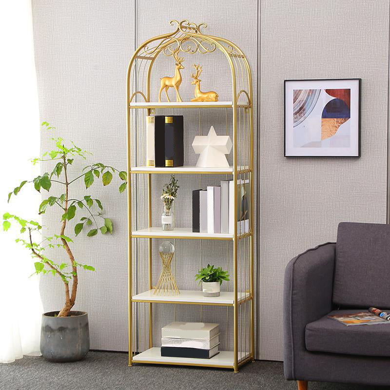 Gold Modern Bookshelf Etagere Metal Open Bookcase for Living Room