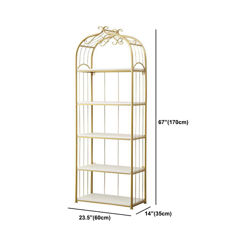 Gold Modern Bookshelf Etagere Metal Open Bookcase for Living Room