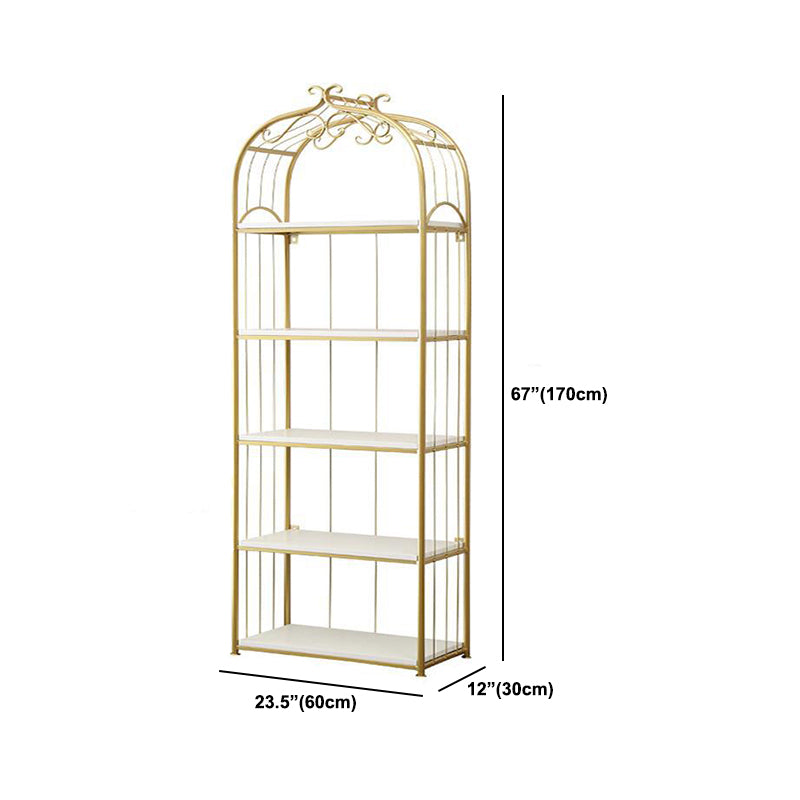 Gold Modern Bookshelf Etagere Metal Open Bookcase for Living Room