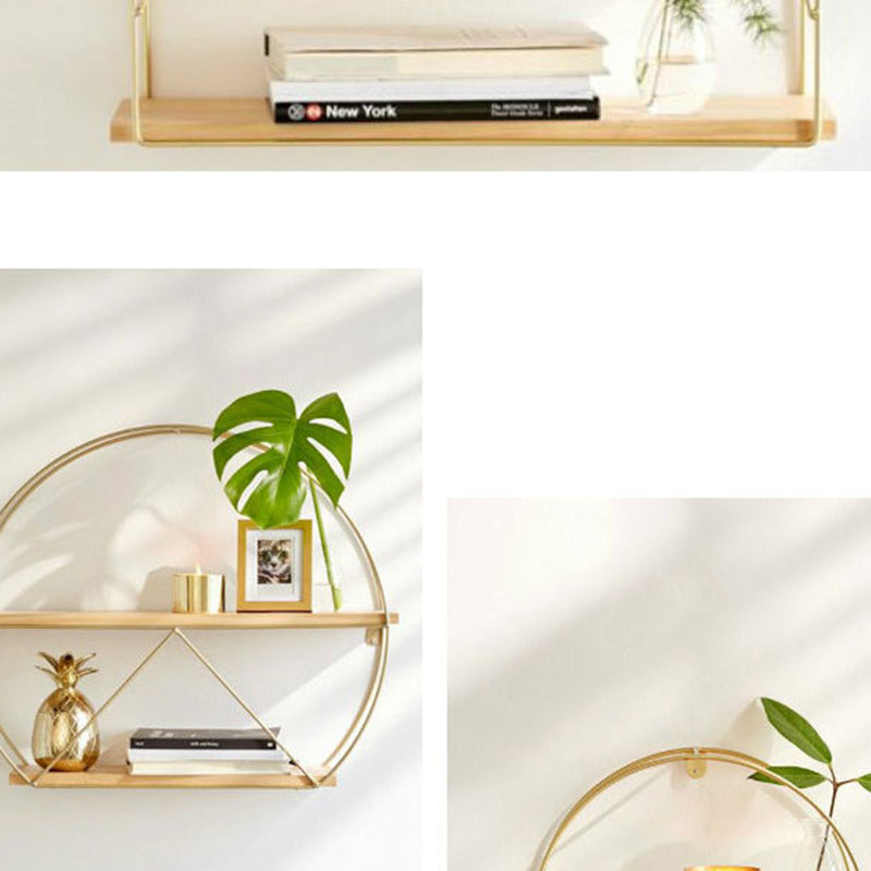 Floating Metal Bookshelf Luxury Gold Open Bookcase with Shelves