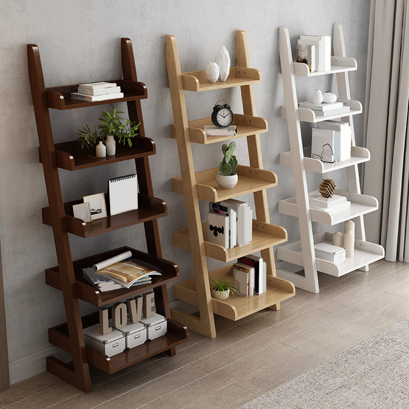 Modern Solid Wood Bookshelf Open Back 5-shelf Bookcase for Living Room