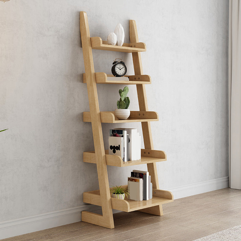 Modern Solid Wood Bookshelf Open Back 5-shelf Bookcase for Living Room