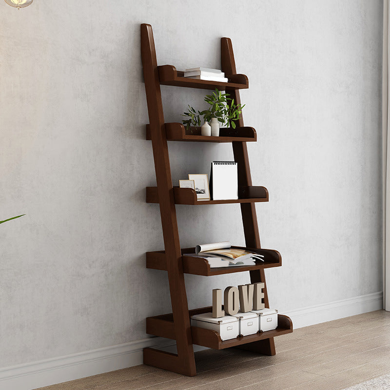 Modern Solid Wood Bookshelf Open Back 5-shelf Bookcase for Living Room