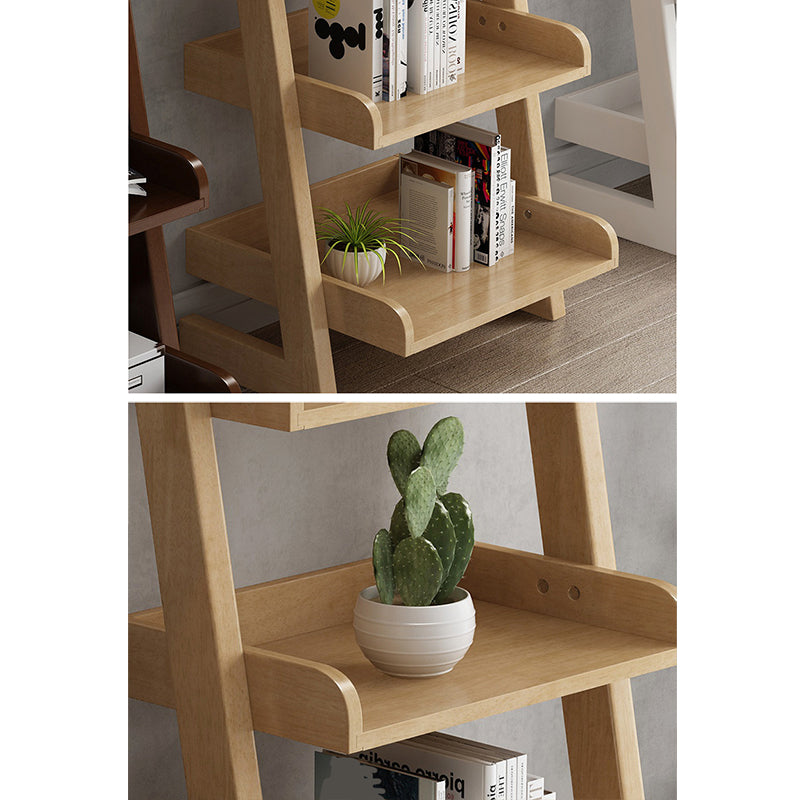 Modern Solid Wood Bookshelf Open Back 5-shelf Bookcase for Living Room