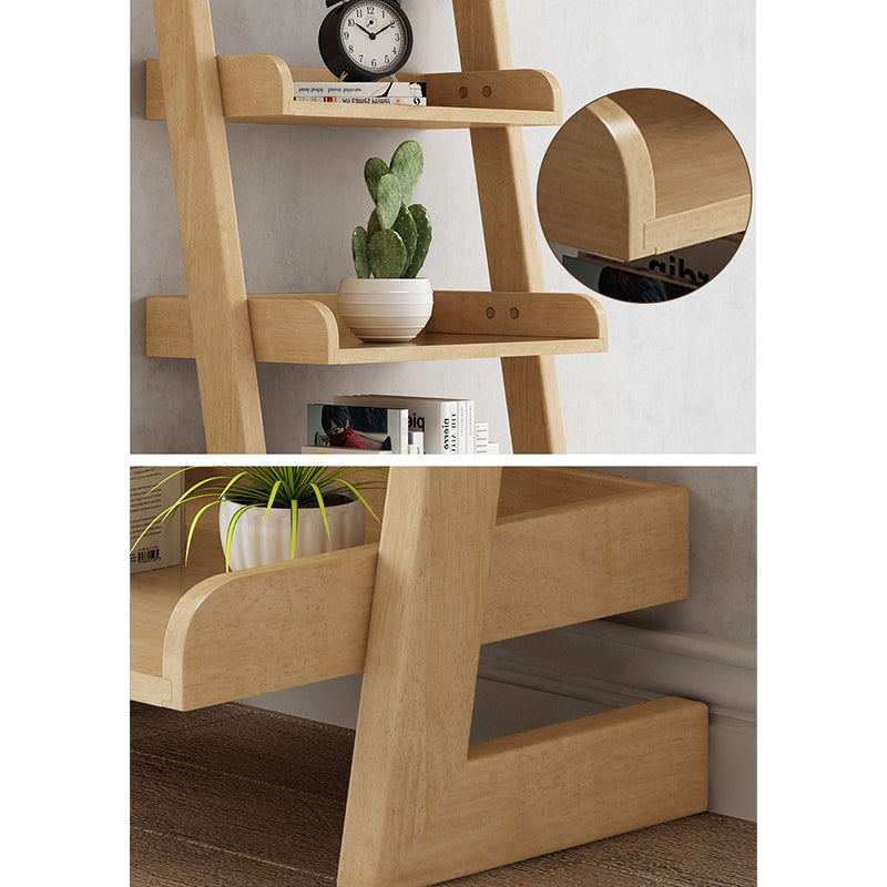 Modern Solid Wood Bookshelf Open Back 5-shelf Bookcase for Living Room