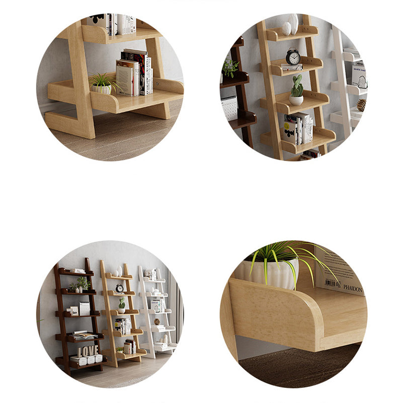 Modern Solid Wood Bookshelf Open Back 5-shelf Bookcase for Living Room