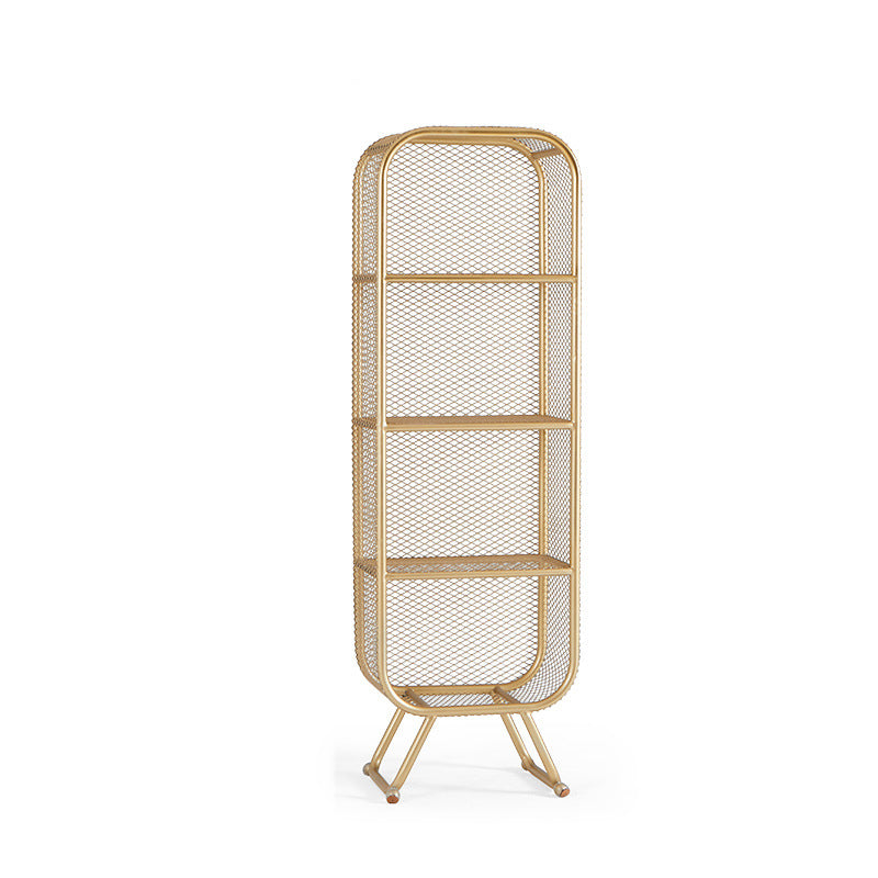 Metal 4 Shelf Bookshelf Gold Glam Shelf Bookcase Closed Back 63" Tall