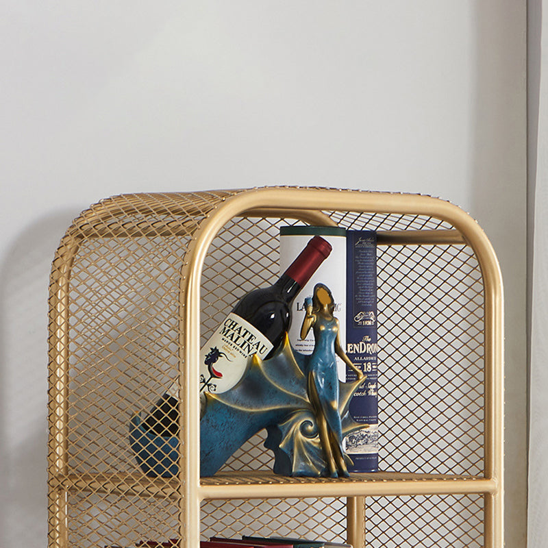 Metal 4 Shelf Bookshelf Gold Glam Shelf Bookcase Closed Back 63" Tall