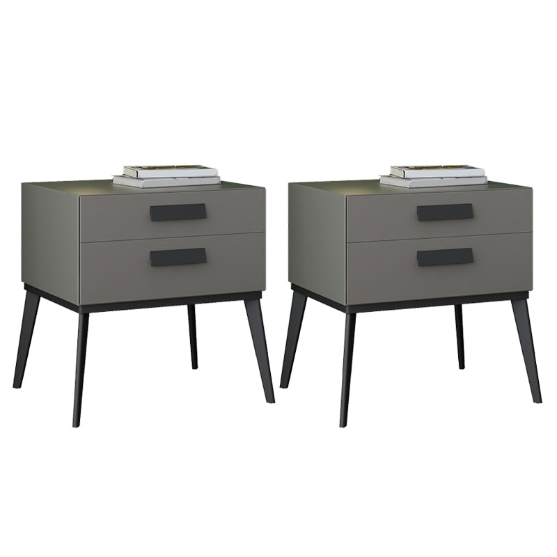 Wooden and Leather Bedside Cabinet Modern Minimalist Bedside Table with Drawers