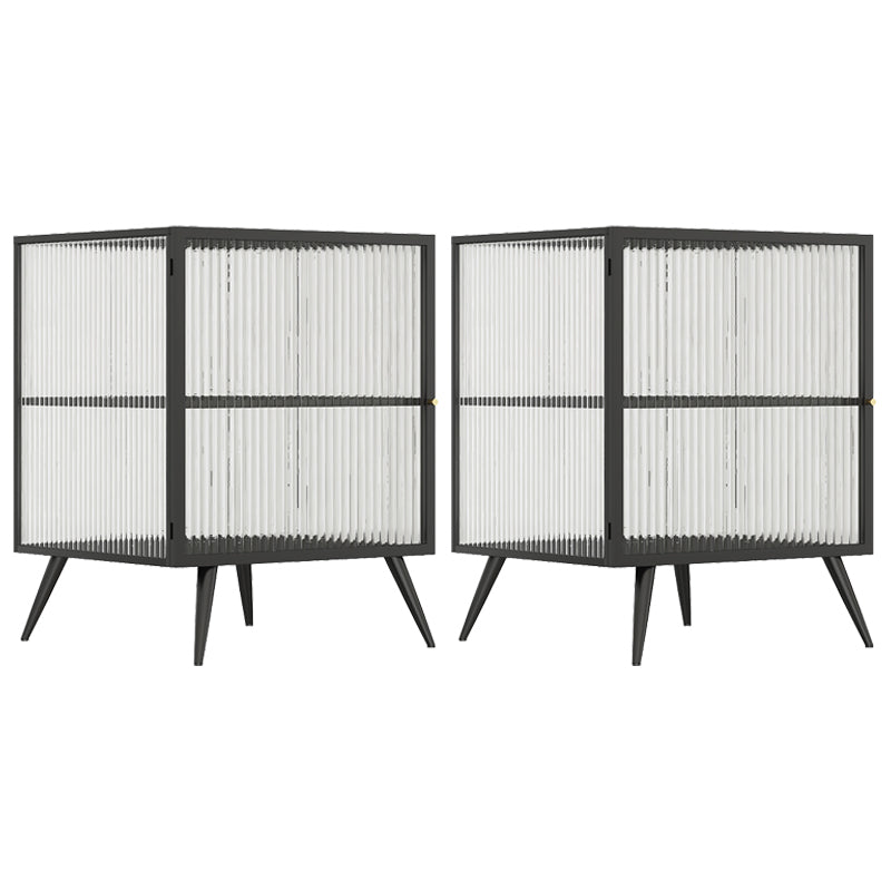 Metal and Glass Bedside Cabinet Modern Minimalist Bedside Table with Legs