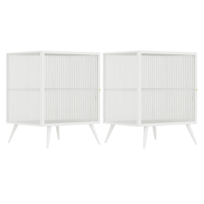 Metal and Glass Bedside Cabinet Modern Minimalist Bedside Table with Legs